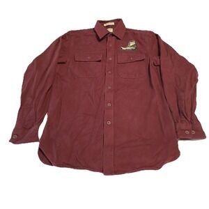 Vtg 90s L.L Bean Chamois Long Sleeve Shirt Men Small Acadia National Park Patch